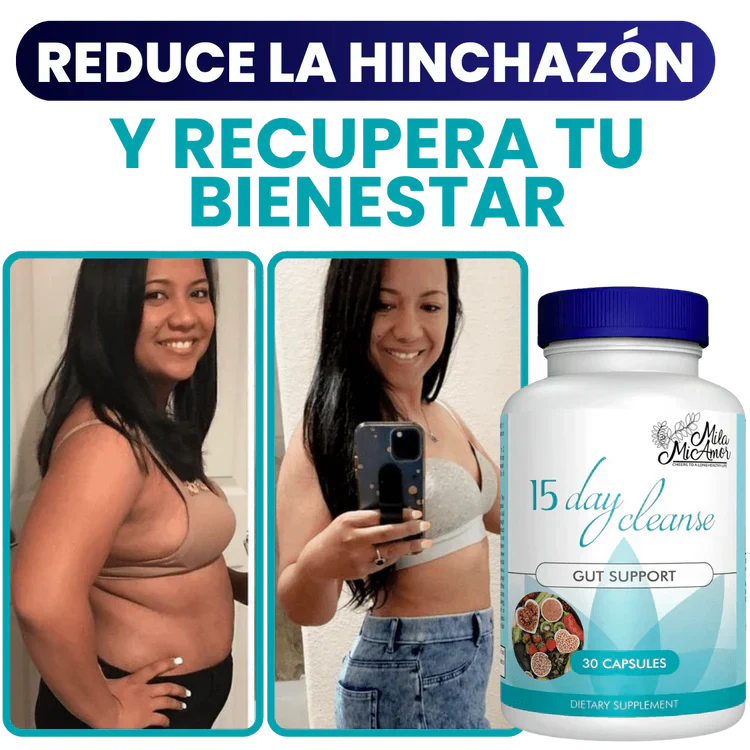 15 days cleanse- ¿Abdomen iflamado, pesado con digestión lenta? Recupera tu salud digestiva.