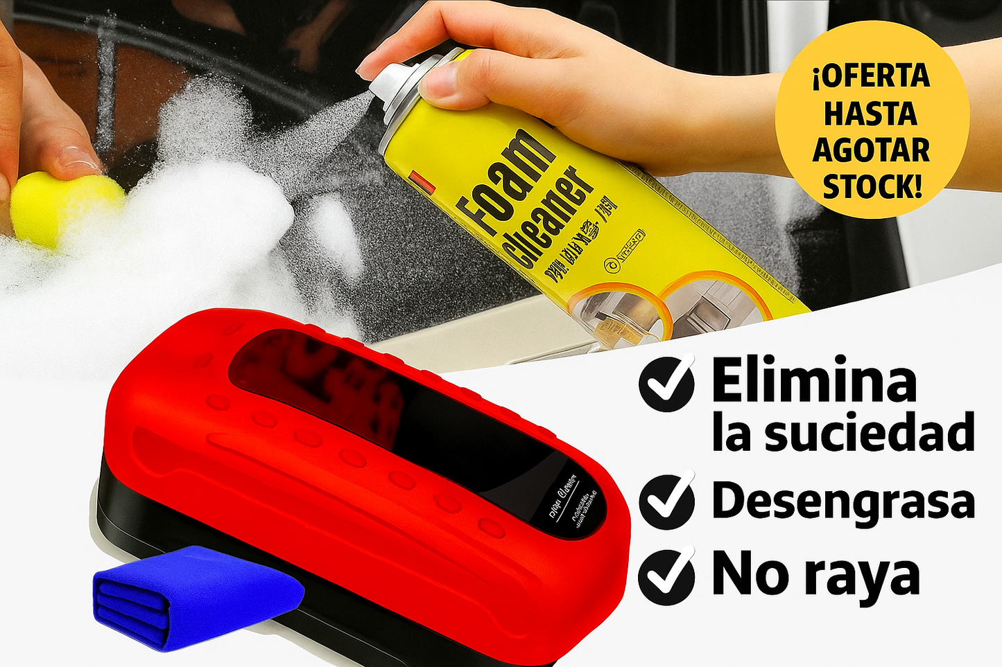 ¡¡Oferta combo especial!! Espuma limpiadora Foam Cleaner + Cepillo Antiempañante Air Glass.