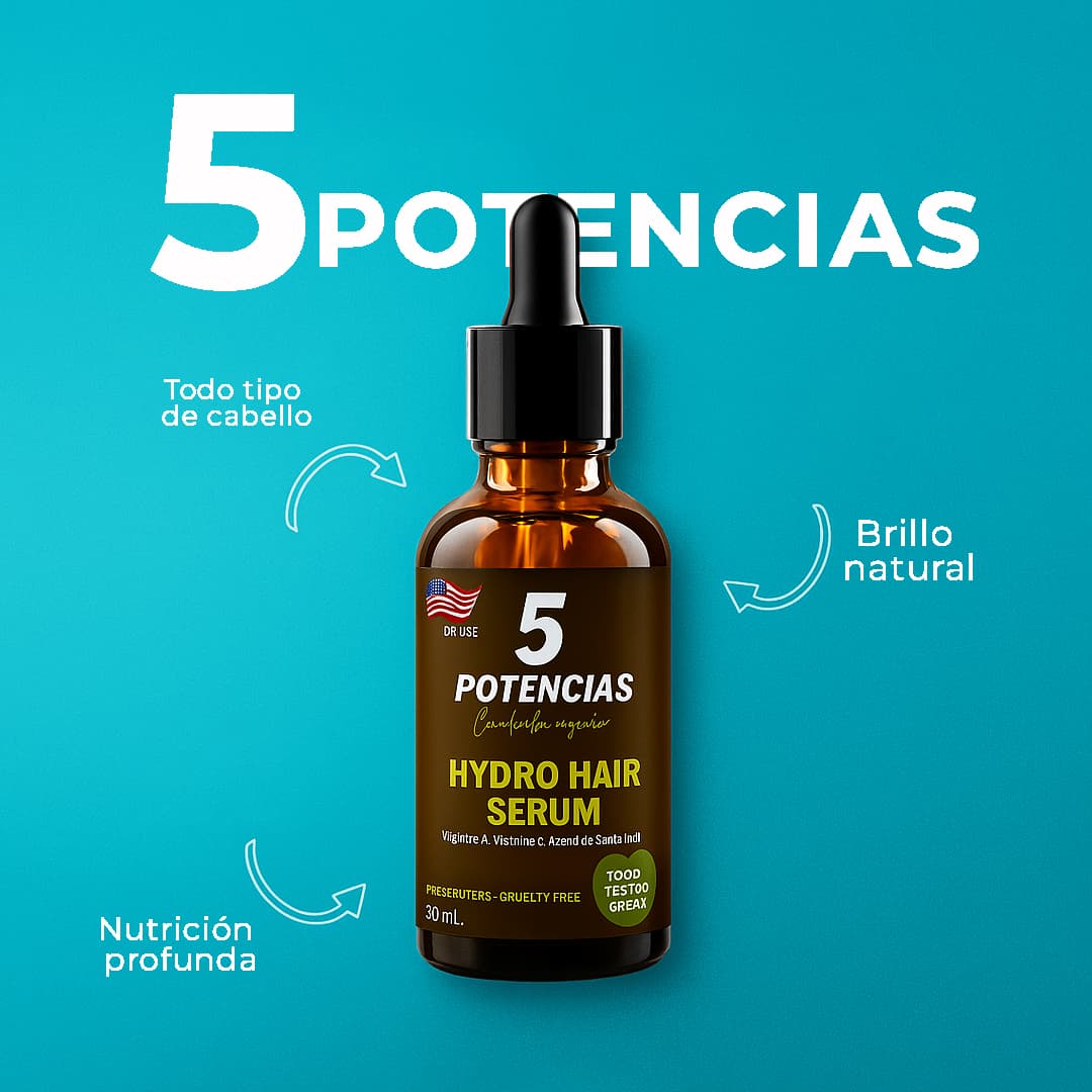 Sérum 5 potencias- Combate la caída del cabello desde la raíz.