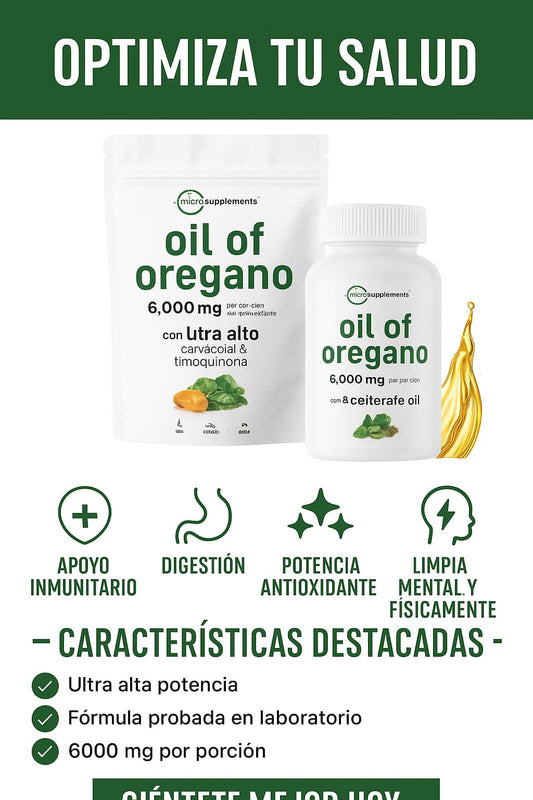 Aceite de Orégano en Cápsulas- Contribuye a un balance microbiano saludable  y Apoya el fortalecimiento del sistema inmune.