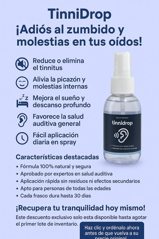 Oferta 2 x 28.990 Tinnitus Spray™- Regenera tu oído y promueve una mejor escucha.