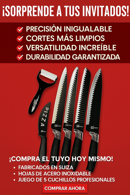Juego De 5 Cuchillos Profesionales +  pelador de papas (GRATIS).