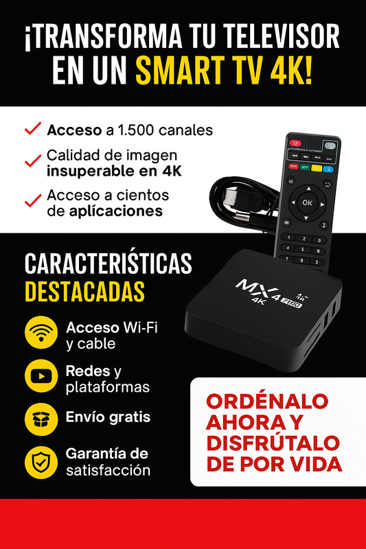 PlayHogar™- Tv decodificador 5g 4k- +1300 CANALES - TOTALMENTE PROGRAMADO, SIN MENSUALIDADES.