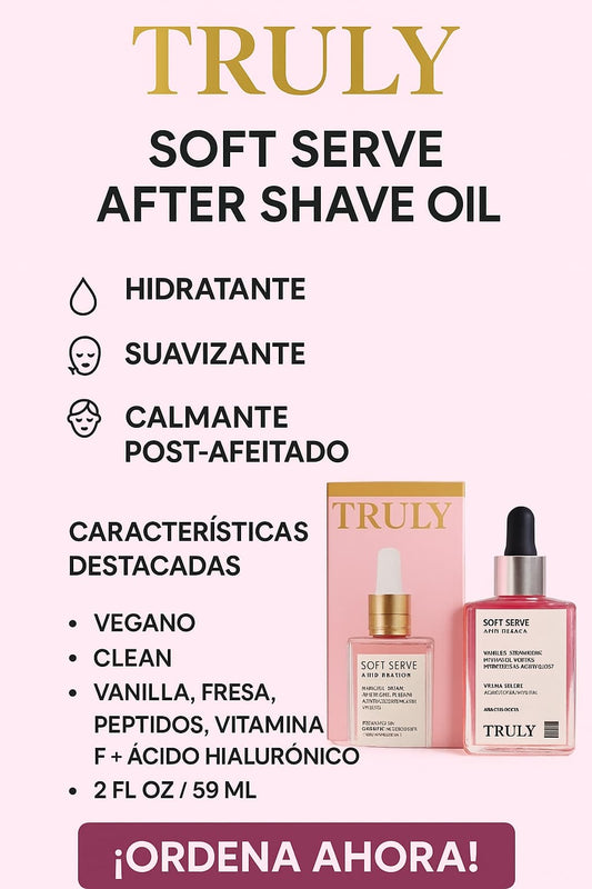 Truly After Shave- Rutina 2 en 1: calma + brillo saludable post afeitado.
