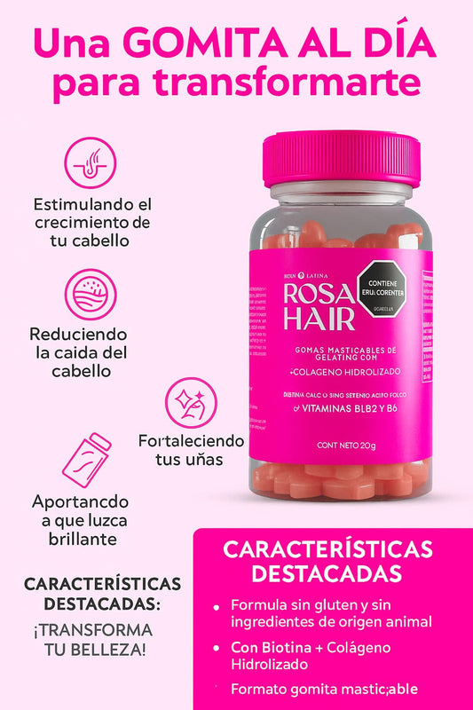 Rosa Hair- Fortalece tu cabello, no dejes que se caiga.