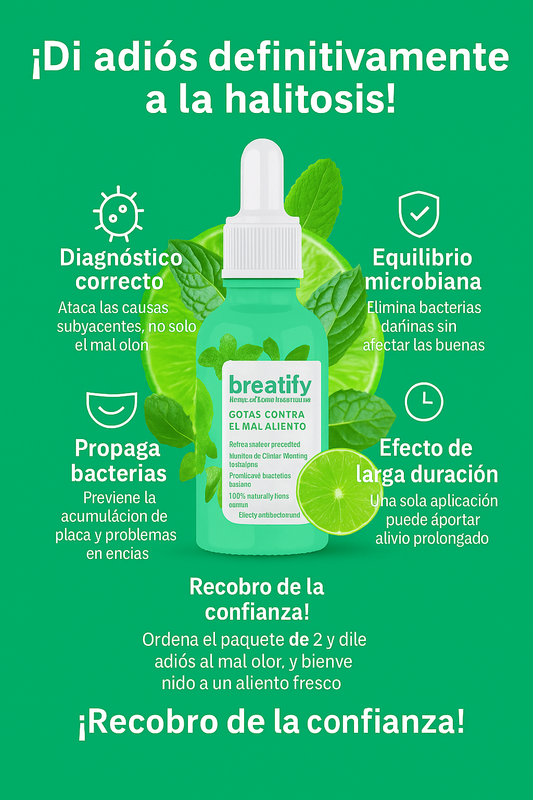 x2 Breatify™- Combate la halitosis desde su raíz- Descuento hasta acabar stock.